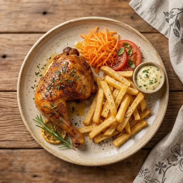 1/4 Pollo rostizado C/Papas